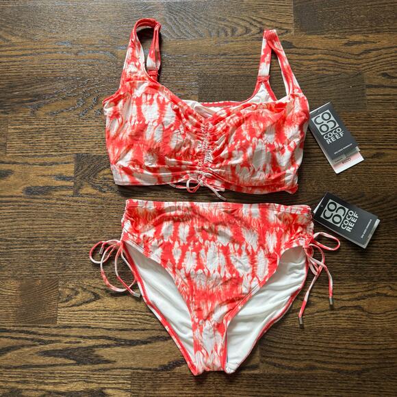 Coco Reef Bra Sized 40DD underwire bikini top XL bikini bottom tie dye NEW swim - Picture 1 of 11